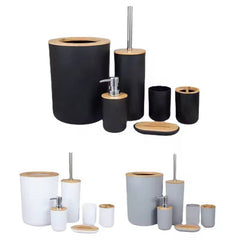 Ensemble Accessoires Salle de Bain 6 Pièces Moderne Distributeur de Savon, Brosse WC, Porte Savon et Gobelet طقم إكسسوارات حمام