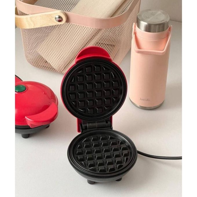 Mini gaufrier électrique rouge compact صانعة الوافل الكهربائية الصغيرة الحمراء المدمجة
