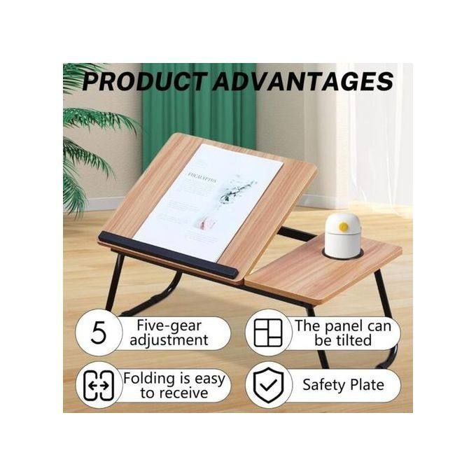 طاولة كمبيوتر محمول قابلة للطي مع وظائف متعددة Table de lit Support réglable et pliable, en MDF et métal
