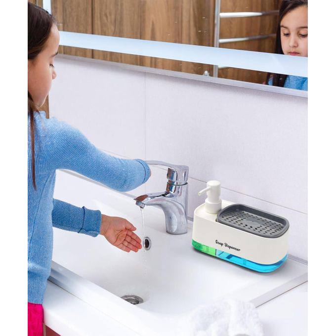 موزع صابون 3 في 1 مع حامل إسفنج مدمج Distributeur de savon 3-en-1 avec porte-éponge intégré