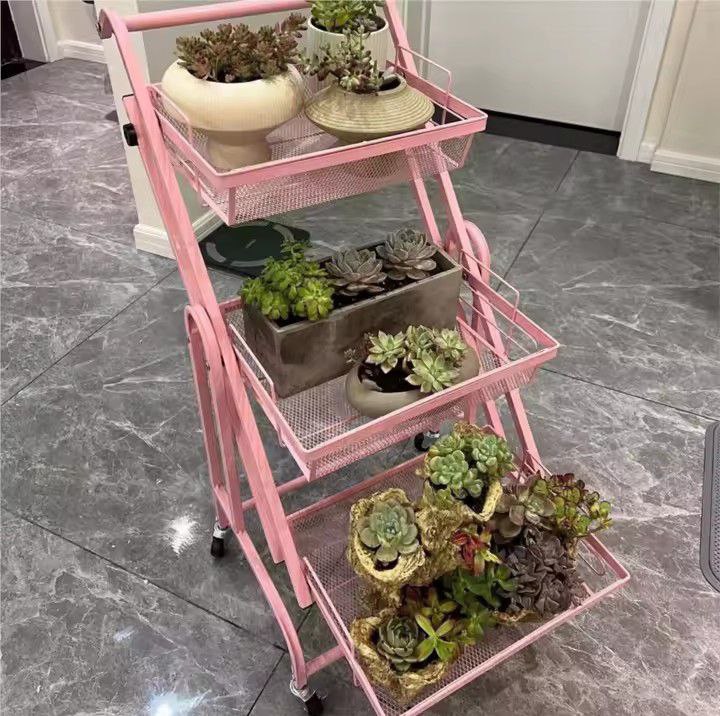 Étagère de rangement mobile multicouche au sol, chariot rotatif رف تخزين أرضي متحرك متعدد الطبقات، عربة دوارة، رف تخزين مطبخ قابل للطي بشكل متوازٍ