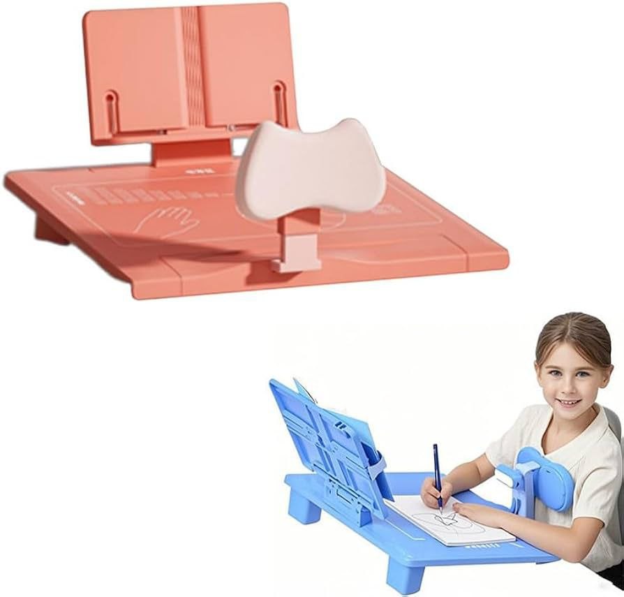 Correcteur de posture pour enfants مصحح وضعية الجلوس للأطفال، لوح كتابة مكتبي للطلاب مع حامل كتب