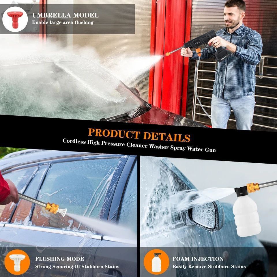 مسدس رش المياه الكهربائي القابل للشحن مع بطاريتين Pistolet  Pulvérisateur d'eau rechargeable 48 V avec double batterie