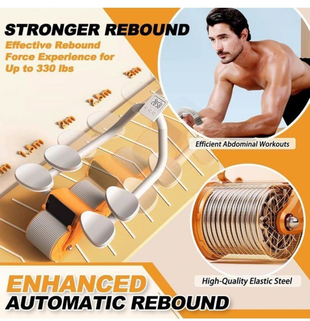 Roue abdominale à rebond automatique avec support de coude عجلة بطنية ذاتية الارتداد مع دعم الكوع