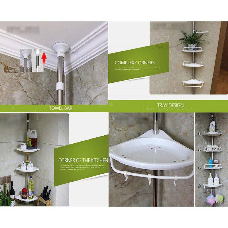 Etagère d'angle télescopique pour salle de bainمنظم تخزين زاوية الحمام