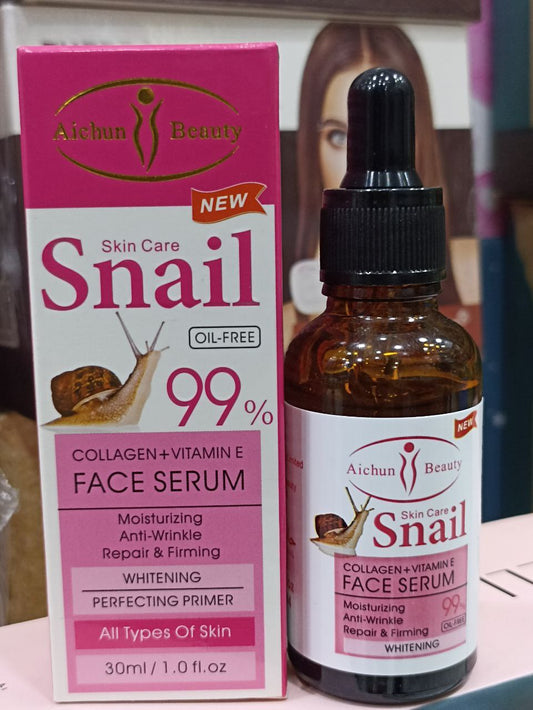 Snail Escargot Collagen 99% de vitamine E, Huile Blanchissant -anti acné, الكولاجين مصل، تبييض، علاج البشرة