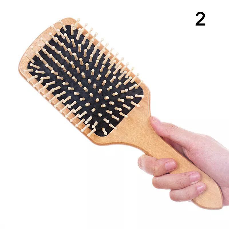 Peigne Brosse en bois naturel a picots professionnel anti perte de cheveux مشطة عود للشعر الحجم الكبير