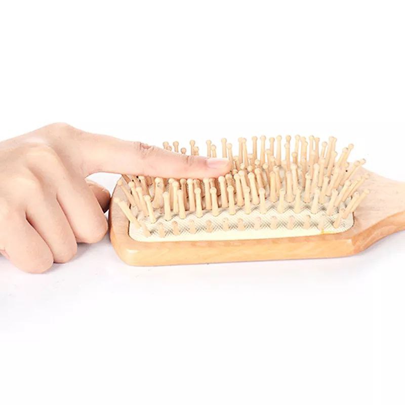 Peigne Brosse en bois naturel a picots professionnel anti perte de cheveux مشطة عود للشعر الحجم الكبير