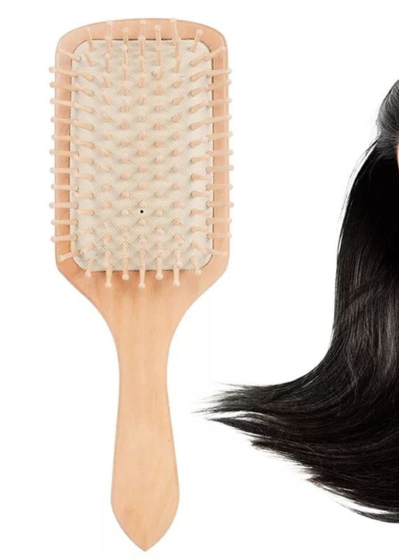 Peigne Brosse en bois naturel a picots professionnel anti perte de cheveux مشطة عود للشعر الحجم الكبير