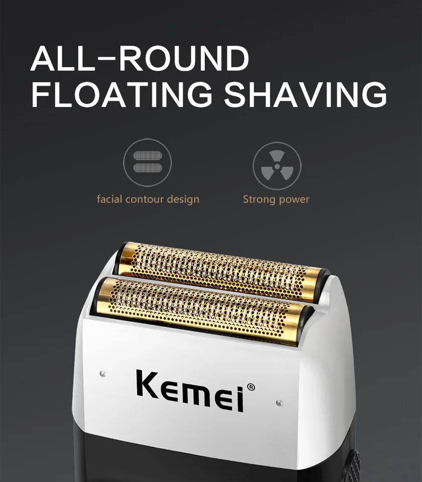 Kemei-2026 rasoir électrique Pro pour hommes, rasoir pour barbe, cheveux, têtes chauve, avec finition en fondu