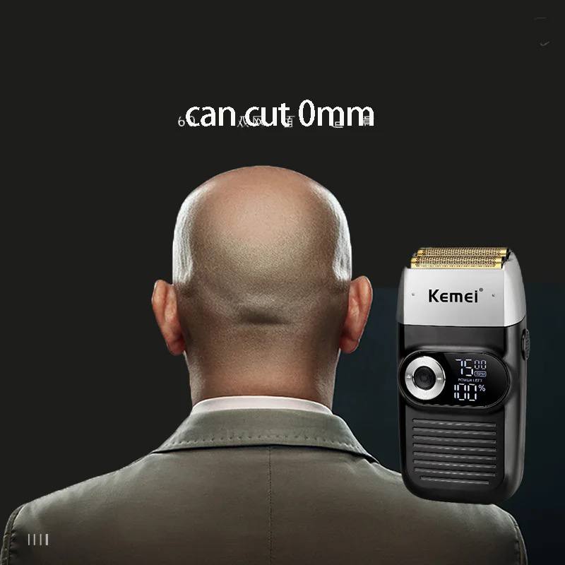 Kemei-2026 rasoir électrique Pro pour hommes, rasoir pour barbe, cheveux, têtes chauve, avec finition en fondu