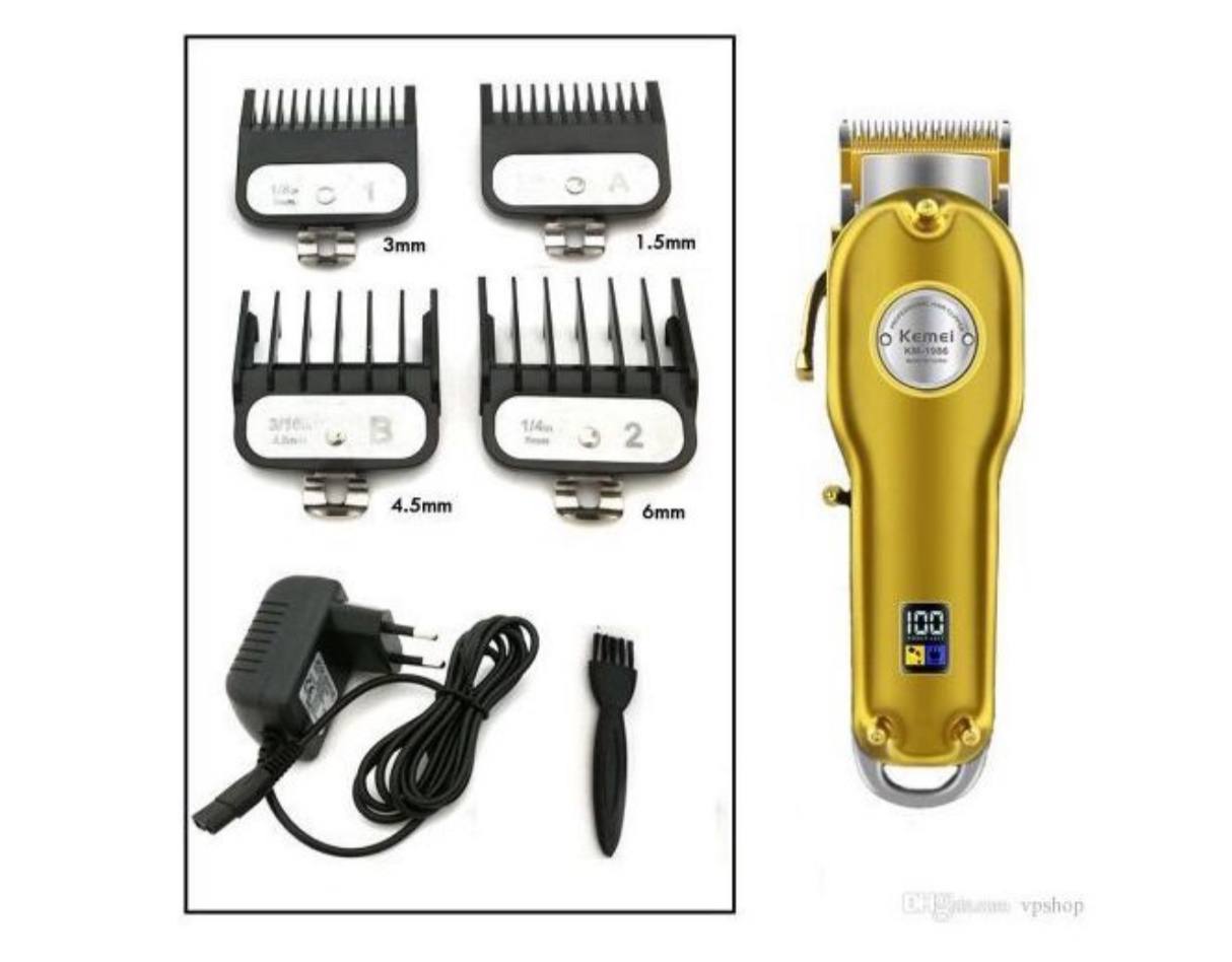 Kemei 1986 tondeuse cheveux professionnelle pour coiffeur et barbier rasoir électrique sans fil avec écran Lcd et port USB pour hommes tondeuse barbe rasoir electrique homme coiffure tagliacapelli