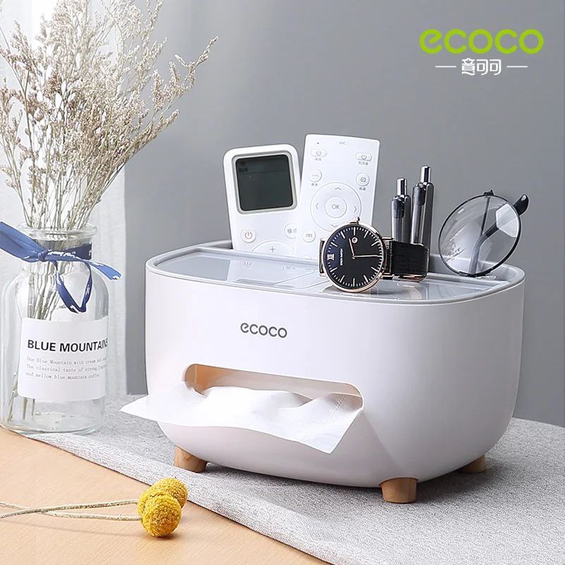 ECOCO  boîte à mouchoirs avec tiroir, casier de rangement pour salon, salle à manger صندوق سطح المكتب المطبخ منديل تخزين الحاويات