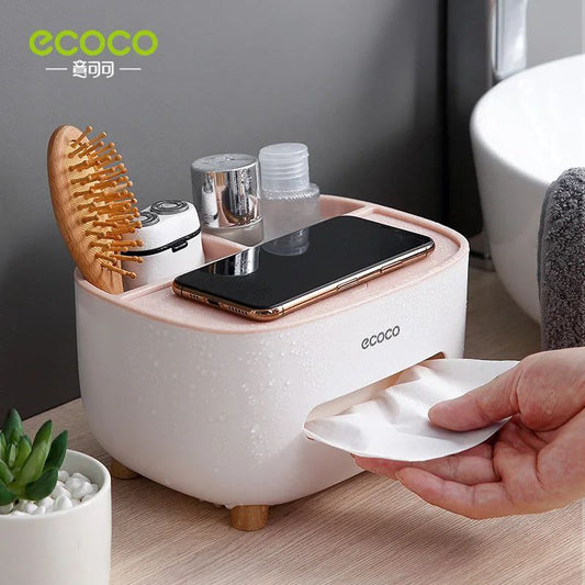 ECOCO  boîte à mouchoirs avec tiroir, casier de rangement pour salon, salle à manger صندوق سطح المكتب المطبخ منديل تخزين الحاويات