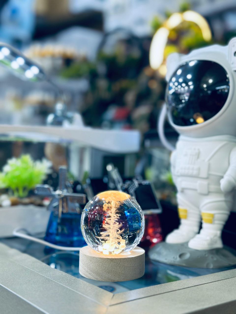 Veilleuse LED USB boule de cristal galAct, lampe de table, 3D, planète, lune, chambre, décoration d'intérieur pour enfants, fête d'enfants, cadeaux d'anniversaire