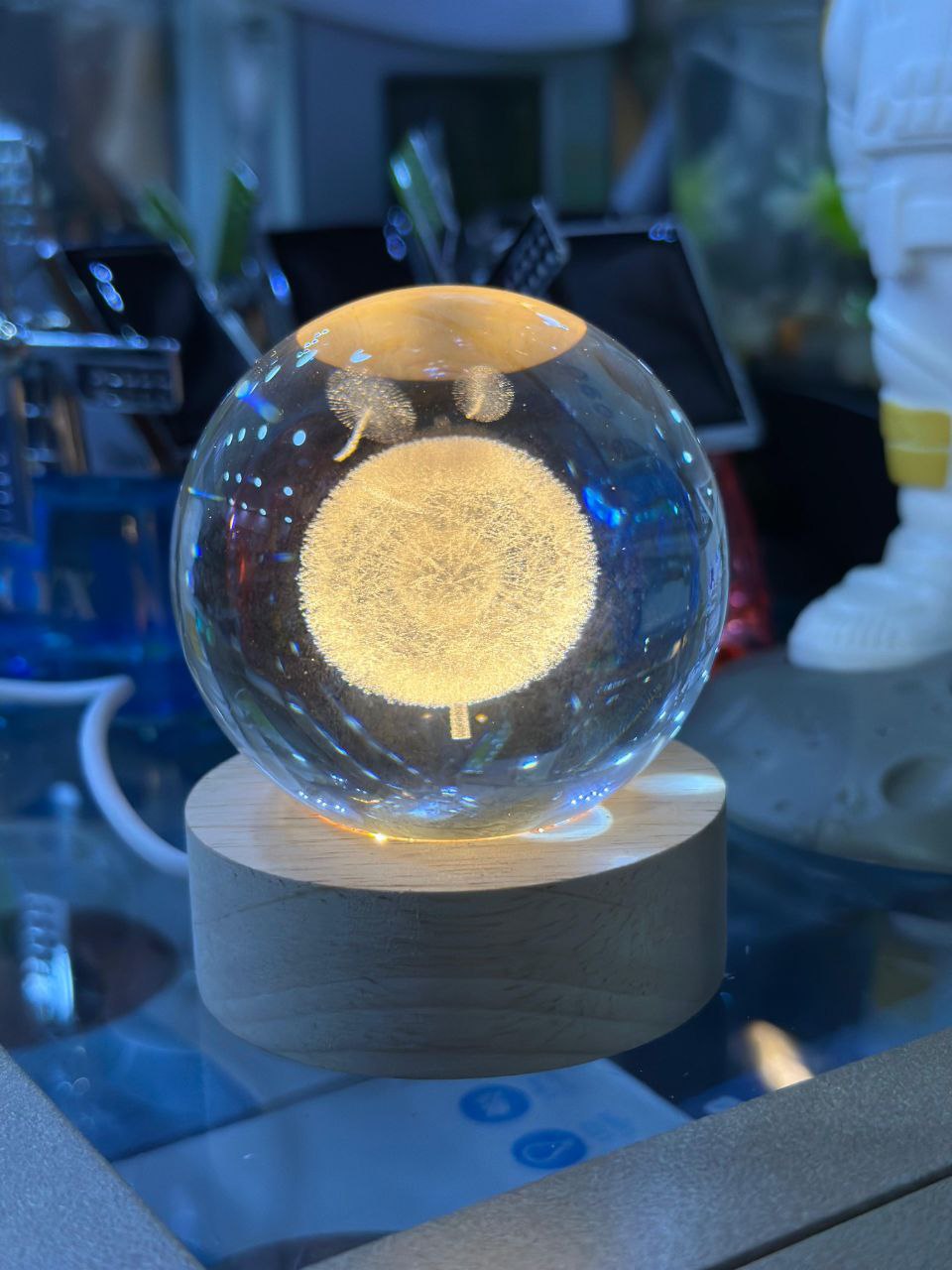 Veilleuse LED USB boule de cristal galAct, lampe de table, 3D, planète, lune, chambre, décoration d'intérieur pour enfants, fête d'enfants, cadeaux d'anniversaire